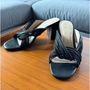 ADRIENNE VITTADINI Annalee black block heel mule sandal sz 8.5